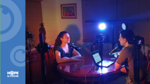 Angélica Bretón Morán being interviewed during a recorded conversation for Hope in Focus