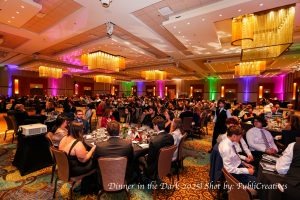 Overview of ballroom with attendees at their tables